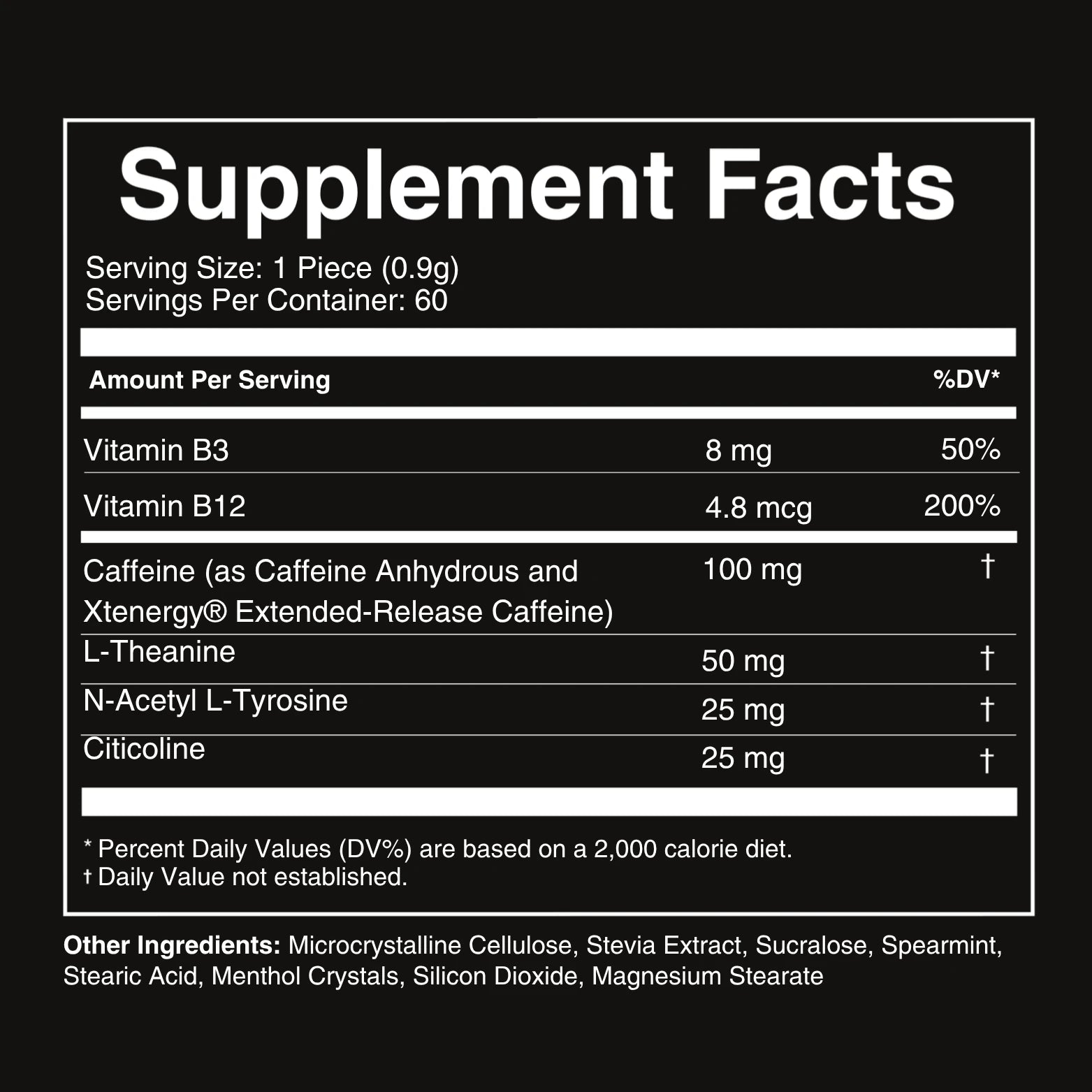 The MOG MINTS Supplement Facts panel.
